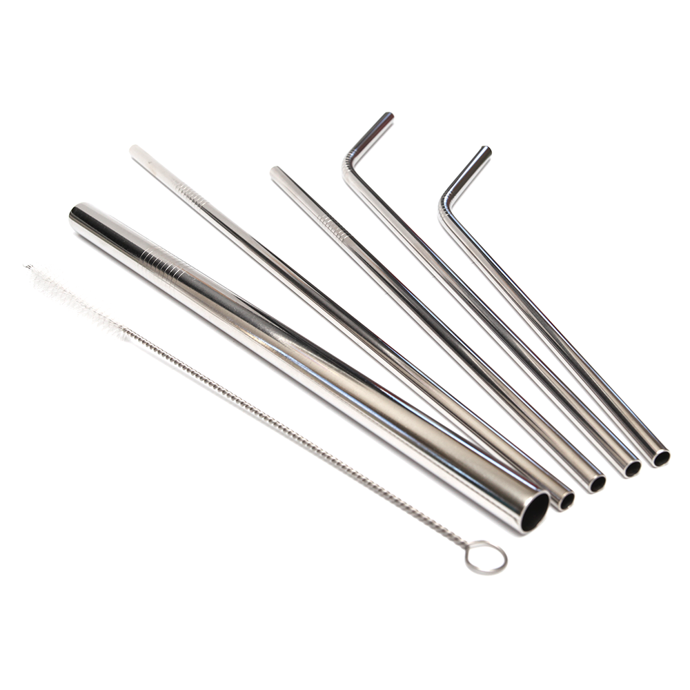 Pack of 4 - Reusable Stainless Steel Straws Gold